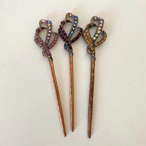 Set‎ of 3 Bronze Hairpins Stick Pin